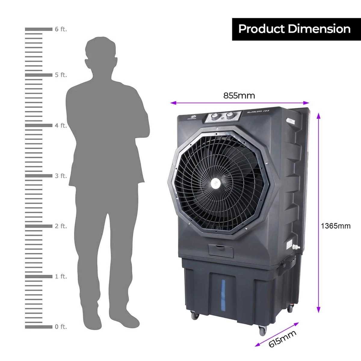 Novamax RAMBO 125 L Commercial Air Cooler (Grey, Rambo With Honeycomb Cooling Technology)